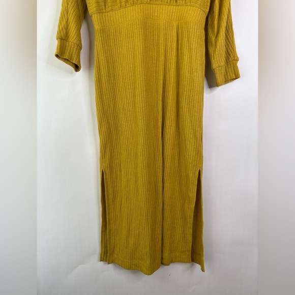 Anthropologie Saturday Sunday Mariah Ribbed Midi Knit Dress Yellow size Medium - Picture 4 of 10